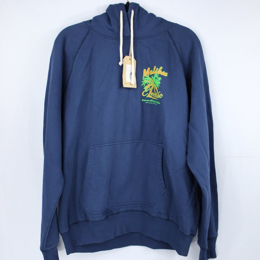 MALIBU ELECTRIC RECORDING STUDIO BLUE HOODIE PULLOVER SIZE X-LARGE NWT